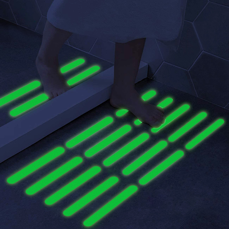 6PCS Fita Adesiva Antiderrapante Para Banheiros Fluorescentes Escada Cozinhas Superfície Do Piso Molhado Acessórios