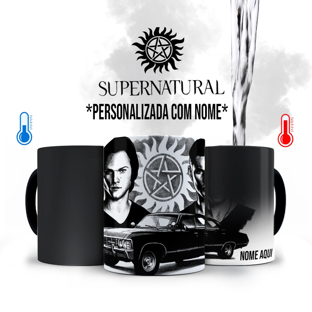 Caneca Mágica Supernatural Dean e Sam Cadilac com Nome Personalizado