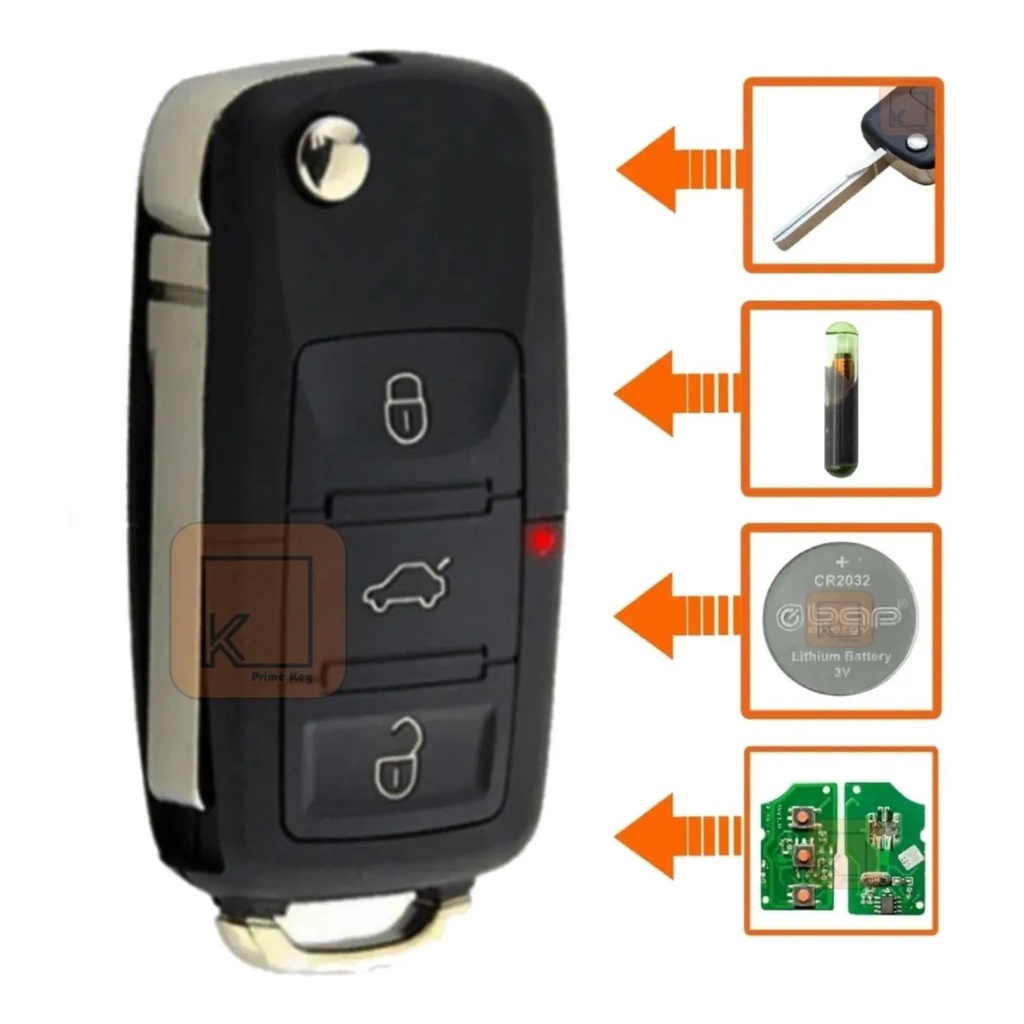 Chave Canivete Vw + Placa Positron + Lamina Virgem Gol G3 G4 + CHIP T44