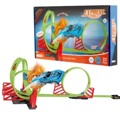 Brinquedo Pista Com Loop 360 22 Peças com 1 Carrinho Express Wheels Multikids - BR1016