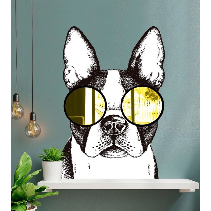 Foto Mural Decorativo de Cachorro com Óculos de Acrílico em Oferta na Shopee