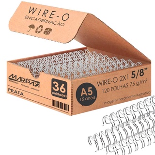 Wire-o para Encadernação A5 5/8 2x1 para 120fls Prata 36un