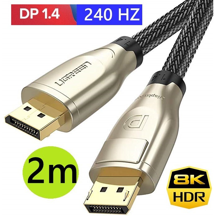 Novo cabo DisplayPort 1.4 8k ideal para placa de video rtx 3060 3070 3080 3090 e monitor gamer top Ugreen - 2m