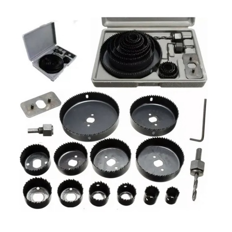 Jogo Serra Copo Para Madeira Furar /Gesso/Dry Wall/Pvc/Croica/Spot Led Grande 19 a 127 16PÇS em Oferta na Shopee