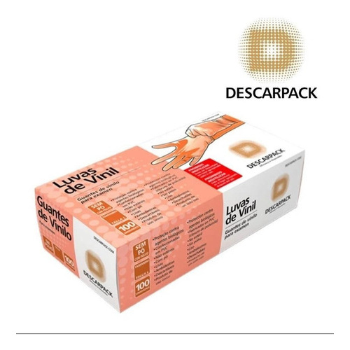 Luvas Vinil Descartável Antiderrapante Descarpack 100Un