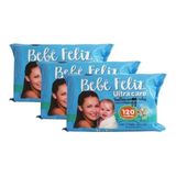 Toalhas Umedecidas Kit com 3 Pacotes Bebê Feliz - 360 toalhinhas