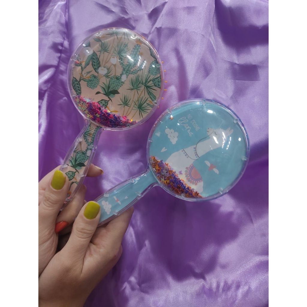 Escova infantil com glitter para cabelo cacheado e liso / Escova de ...