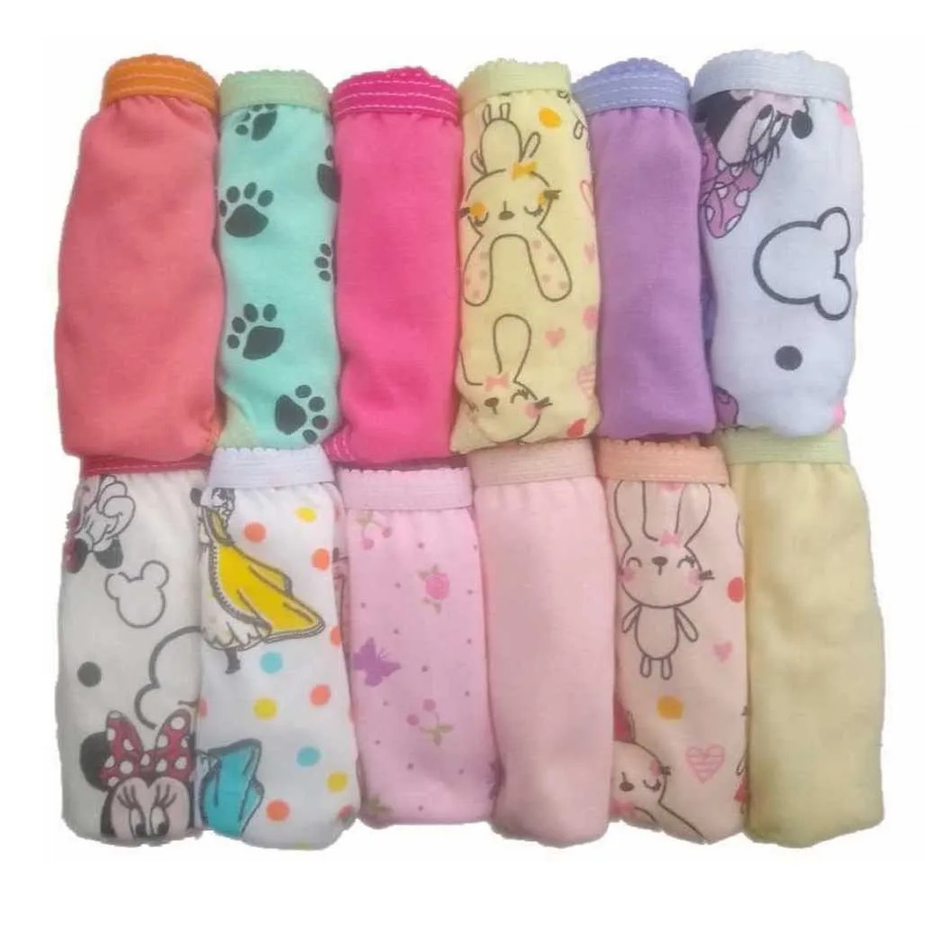 Kit  6 Calcinhas Infantil Crianças Meninas estampas e cores variadas em Oferta na Shopee