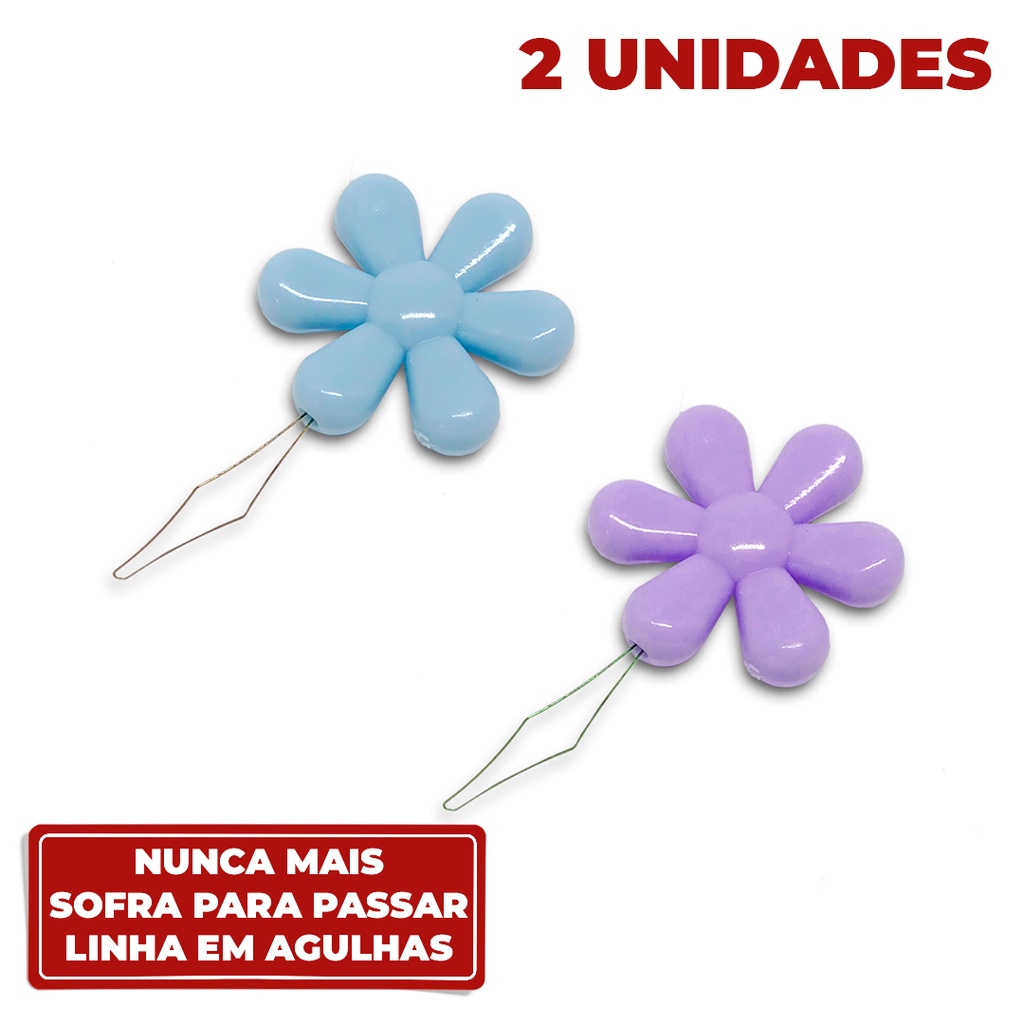 kit Enfiador De Agulha Passador de Linha Na agulha Flor Colorido 2 unidades