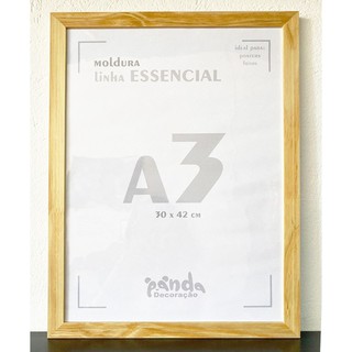 Kit 2 Molduras Natural Crua A3 Completas 42x30cm Com Acetato Quadro Para Fotos Posters E Imagens