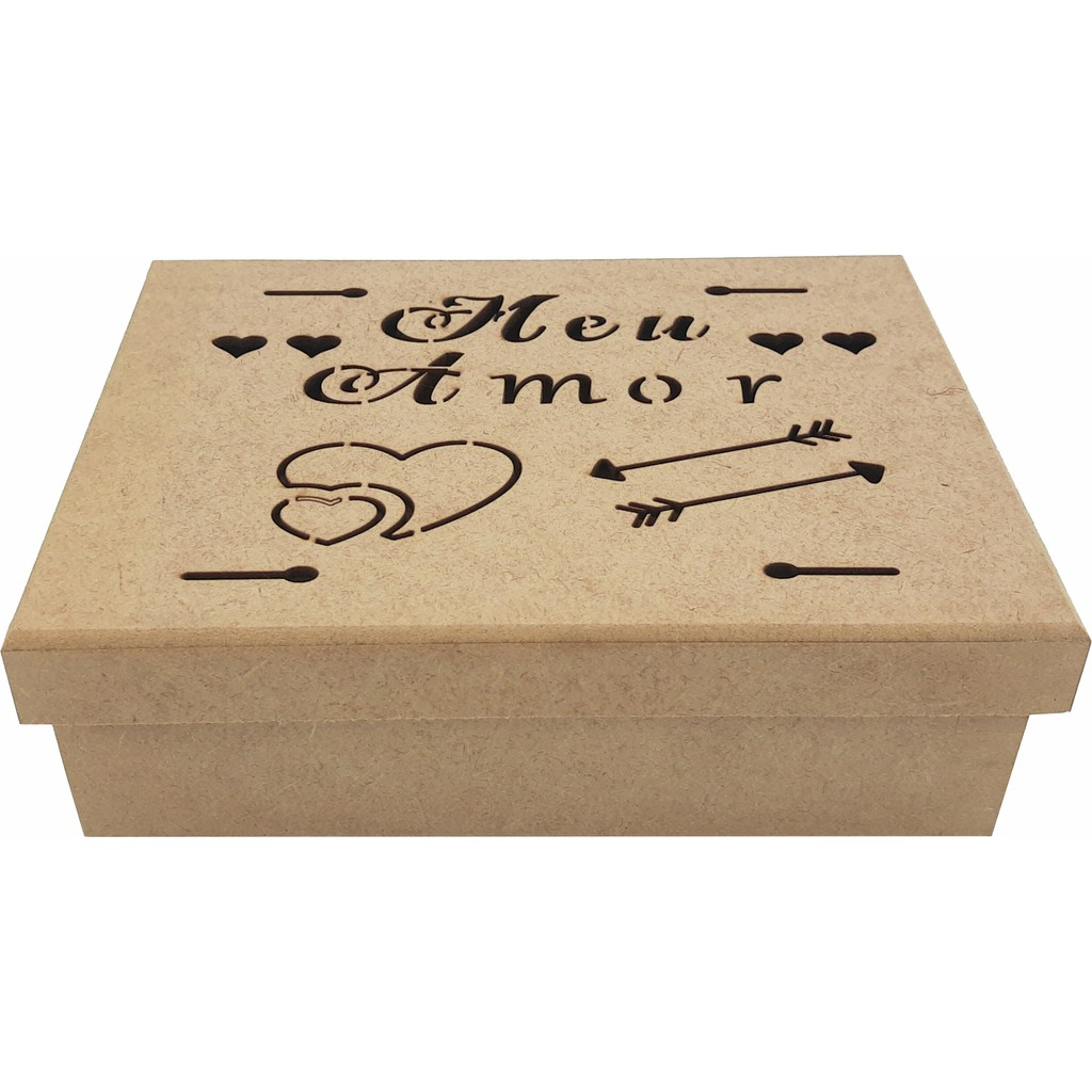 Caixa Organizadora Presente Decoração Meu Amor 20x15x6 cm MDF em Oferta na Shopee