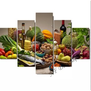 Quadros 5 Peças Mosaico Restaurante Cozinha Nutrição Fruta Hd Mdf 3mm Sala Quarto Escritório em Oferta na Shopee