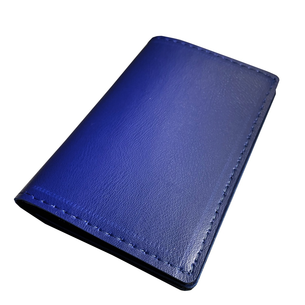 Carteira Porta Documentos Couro Azul Vertical Slim