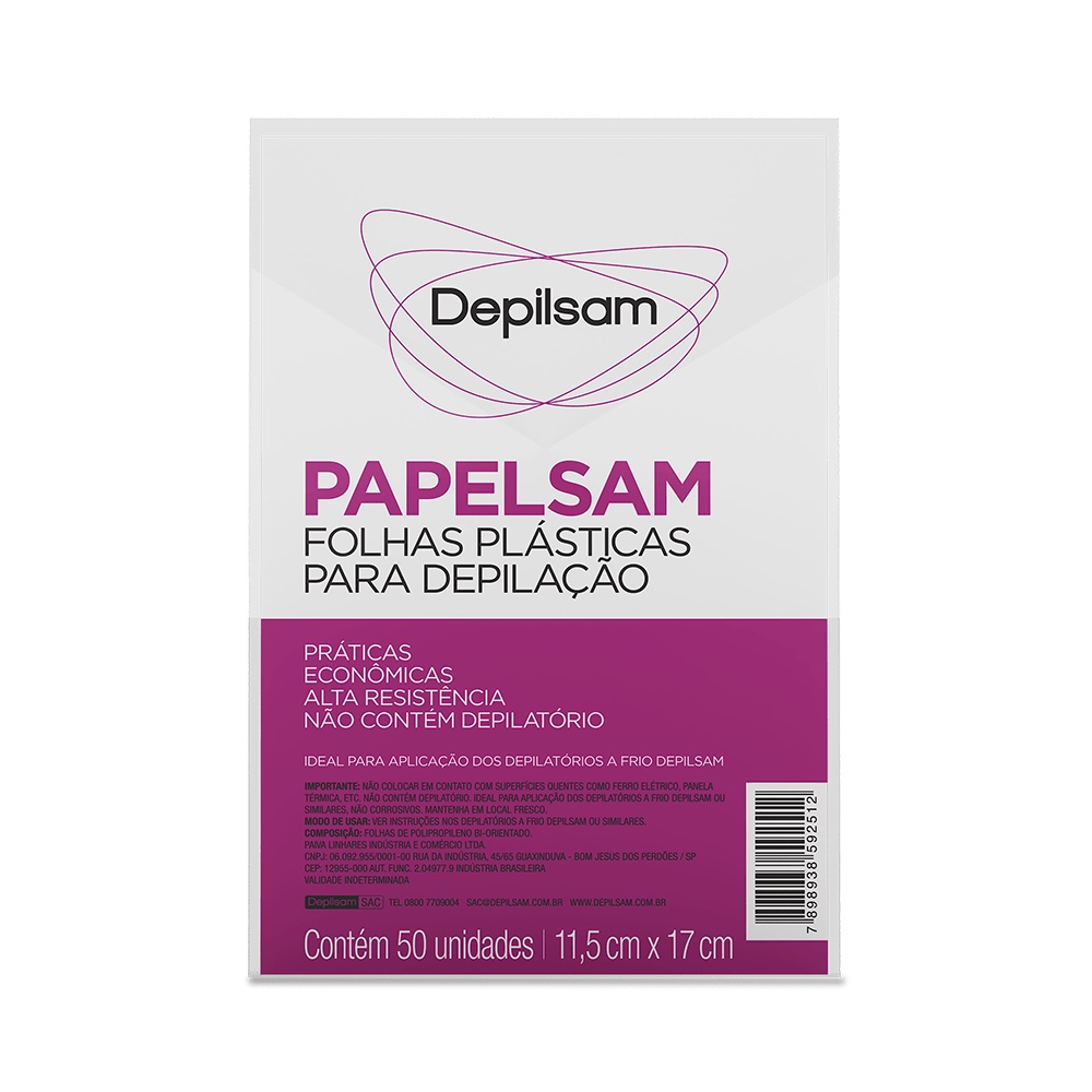 Papelsam Folhas Plásticas para Depilção Depilsam 50 Fls