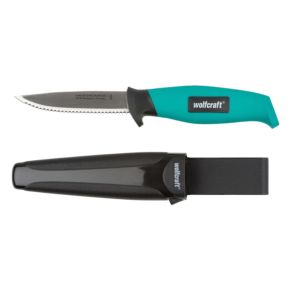 Faca Profissional Serrilhada 95mm Aço Inoxidável Com Coldre Wolfcraft 408600 Uso Geral