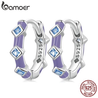 Bamoer Brincos Femininos De Prata S925 Com Pingente De Coluna Azul Para Presente