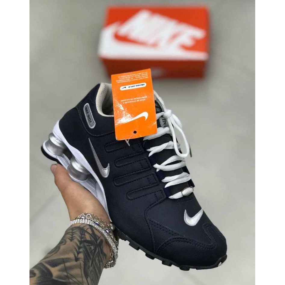 nike shox azul marinho e branco