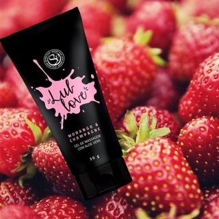 Gel Para Massagem Lub Love Secret Play Lubrificante Beijável Morango com Champagne 30g