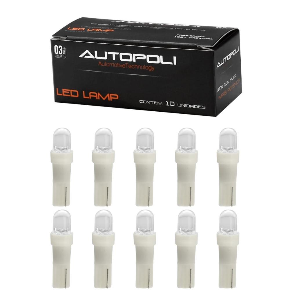Jogo de 10 Lâmpadas AutoPoli Led Esmagadinha Pinguinho Branco 9w 12v 108 Lúmens Ap1840 Luz Paínel e Porta-luvas Automotivo
