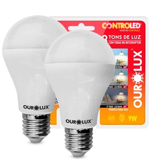 Kit 2 Lampadas Inteligente 3 Tons Dimmer 9W Bivolt E27 2700K