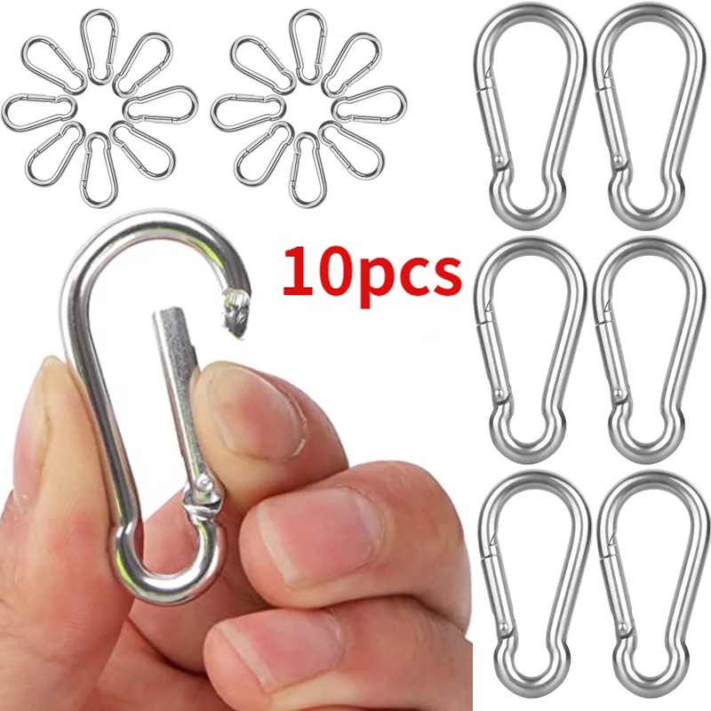 10Pcs Mini Mosquetão De Mola De Liga/Anel Gancho De Pressão Chaveiro Com/Clipe Para Campismo Ao Ar Livre Caminhadas De Escalada