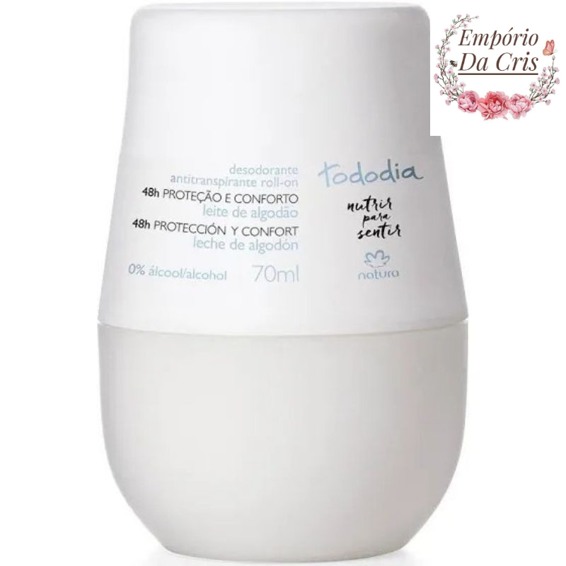 Desodorante Antitranspirante Roll-on Leite de Algodão Tododia 70ml - Natura