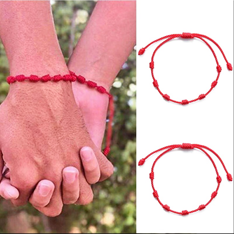 Pulseira Vermelha 7 Nós Kabbalah Akai Ito PAR