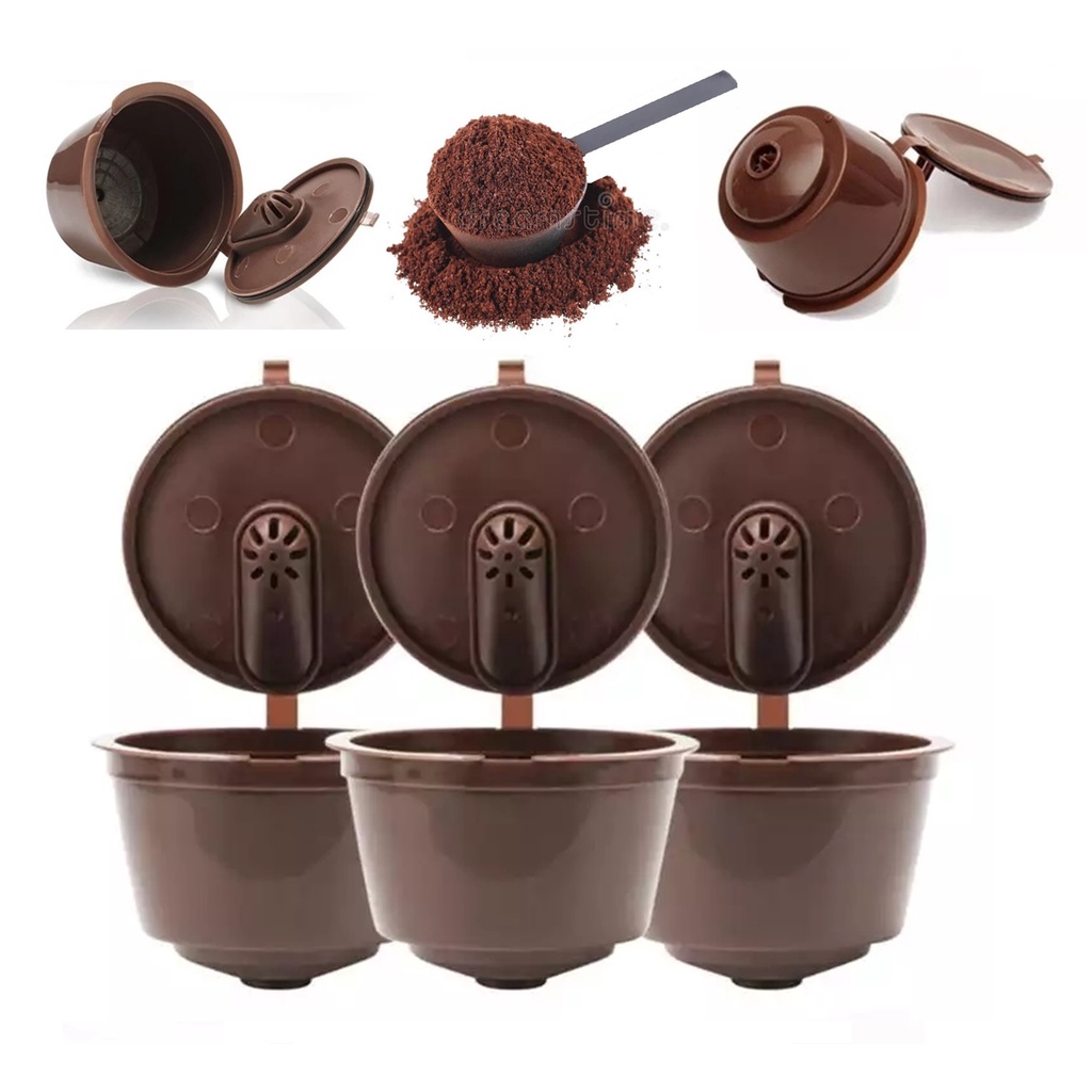 kit 4 Cápsulas Dolce Gusto Reutilizável Recarregável Com Colher medida ...