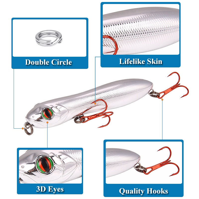 Isca De Pesca 10cm/15.6g Wobbler Flutuante Popper Mar Crankbait Isca De Plástico Rígido Isca Para Lápis Isca
