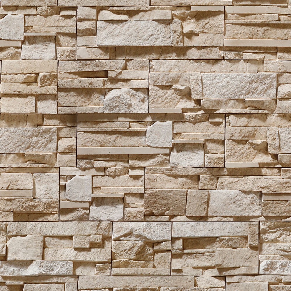 Papel de parede estilo pedras canjiquinha e pedras palito em tons de cinza e bege Para Quarto e Sala - Home & Living