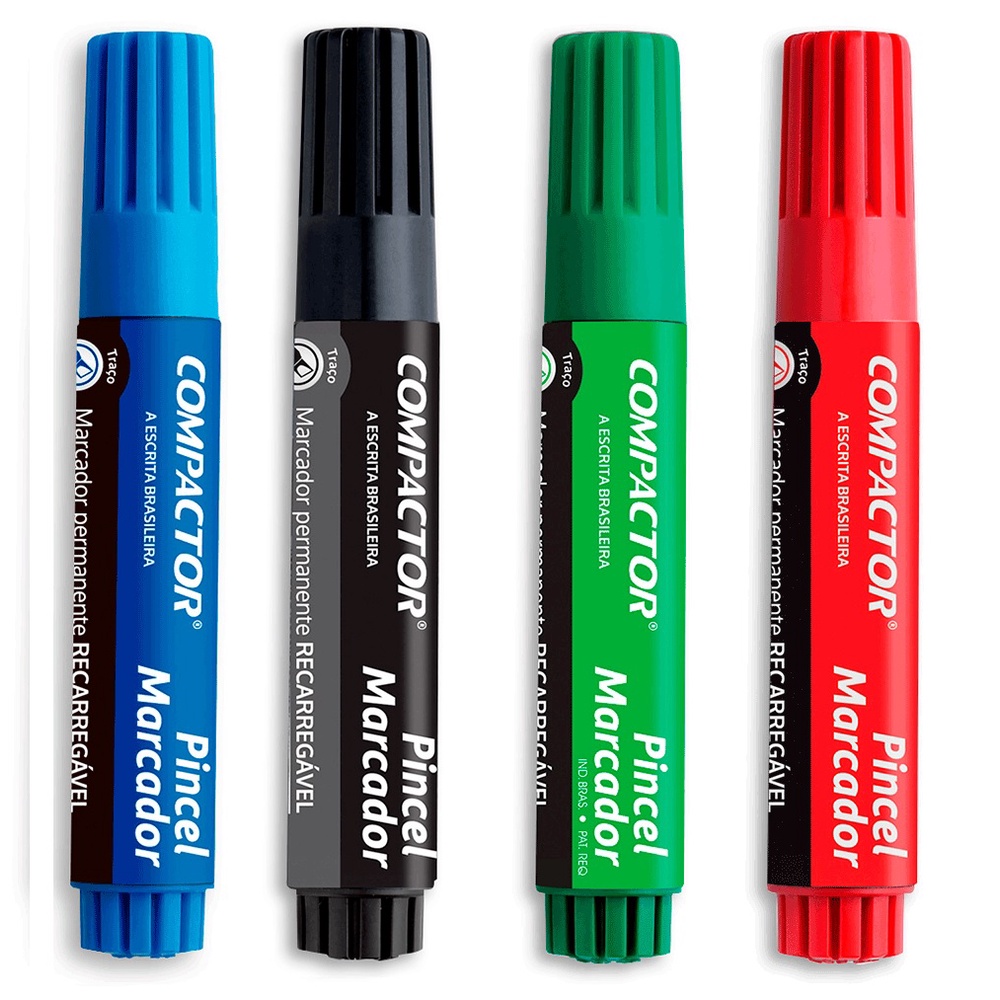 Caneta Pincel Marcador Permanente Traço Grosso Recarregável Compactor 1 unidade em Oferta na Shopee