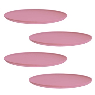 Jogo de Prato Raso de Sobremesa de Plástico Grande Rosê 26cm 4 Pcs