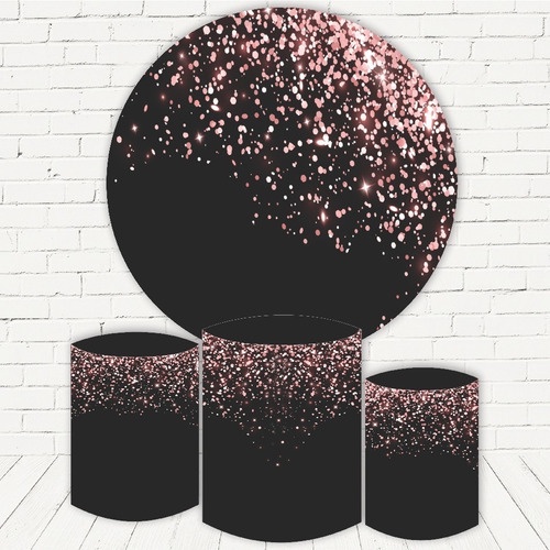 Kit Painel Redondo Preto Com Glitter-1,50m X 1,50m + Capa