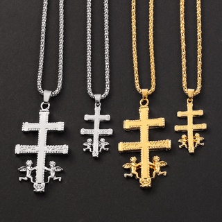 Colar Cruz Crucifixo Católico Caravaca Com Pingente De Anjo / Cristã / Bijuteria Unissex