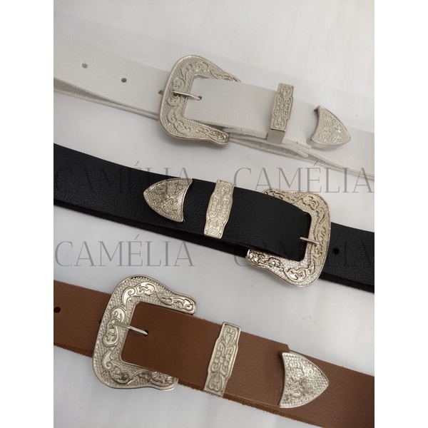 Cinto Feminino country detalhe na ponta Moda blogueira em Oferta na Shopee