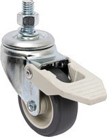 Kit 8 Rodizio Girat. 2pol. Pvc Espiga Roscada C/ Freio 30kg