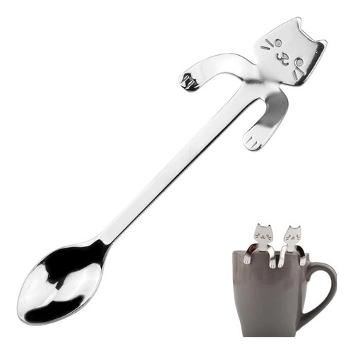 KIT 2 Colher De Café Gato Gatinho Inox em Oferta na Shopee