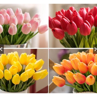 Estoque Pronto 1pc Tulipa Flor artificial bunga Flores Artificiais Decorativa PU Planta Falsa Para Aniversário De Casamento Em Casa