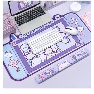 Mouse Pad De Coelho Rosa Com Descanso De Pulso Para Orelha De Gato/Computador Grande Antiderrapante