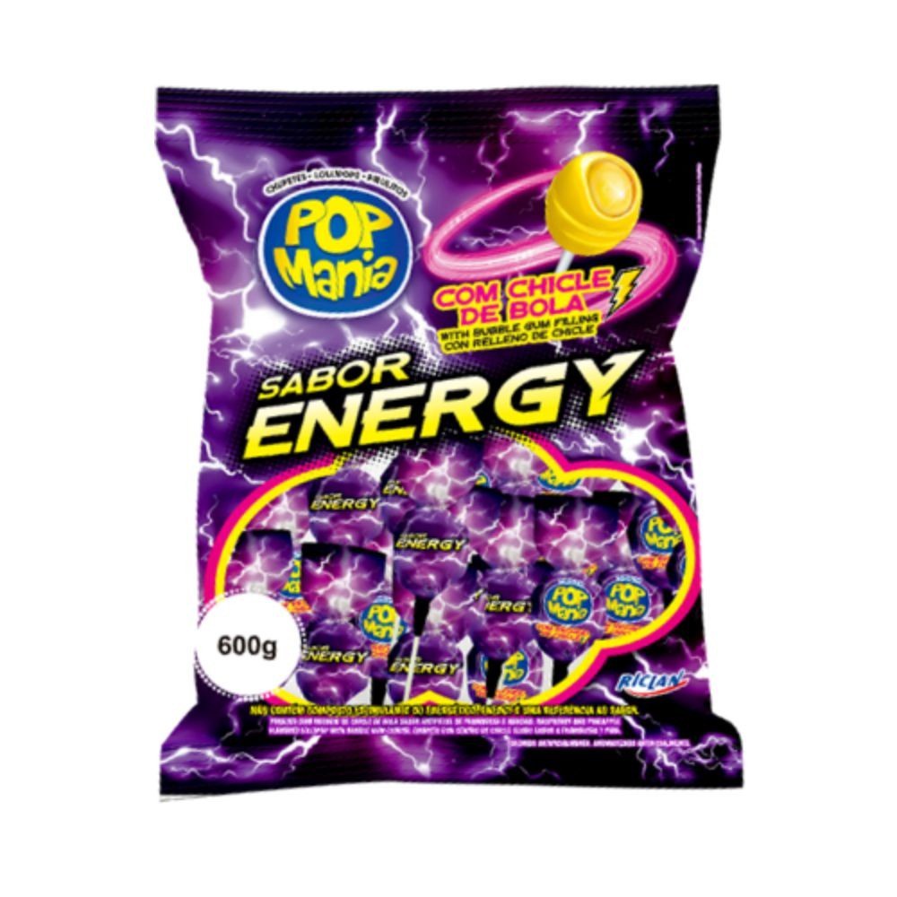 Pirulito Pop Mania Energy C/50 un - Riclan em Oferta na Shopee