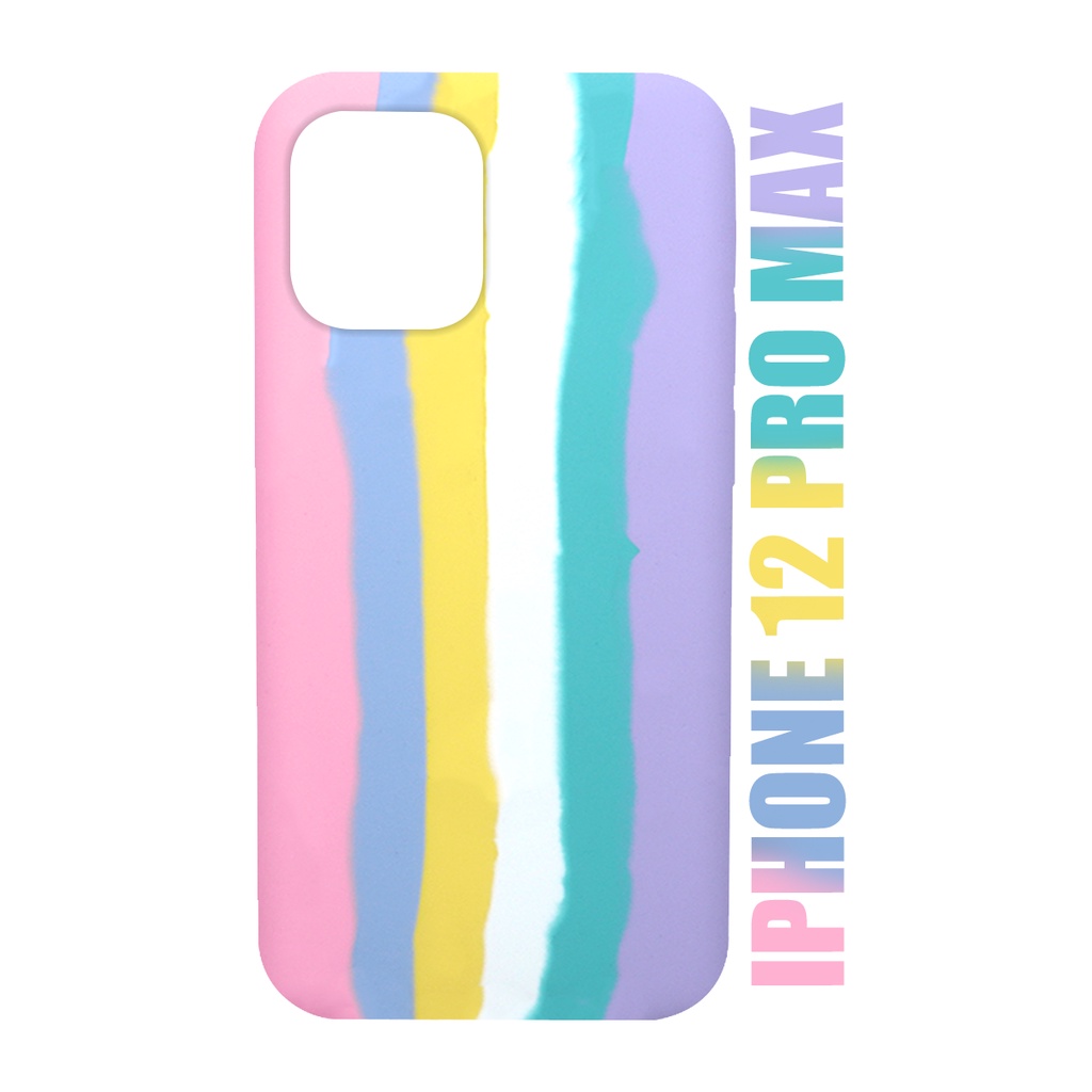 Case Capinha case aveludada Arco Iris Candy LGBT Algodão Doce Compatível IPhone 12 Pro Max tela 6.7
