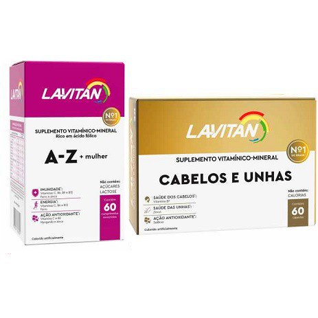 Kit Lavitan A-Z Mulher 60 cápsulas + 1 Lavitan Hair Cabelos e Unhas 60 Cápsulas