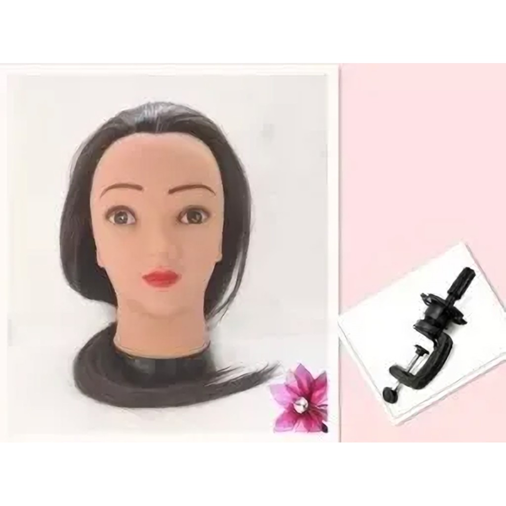50% bio orgânico 50% cabelo humano - Cabeça Manequim para treino  + Suporte