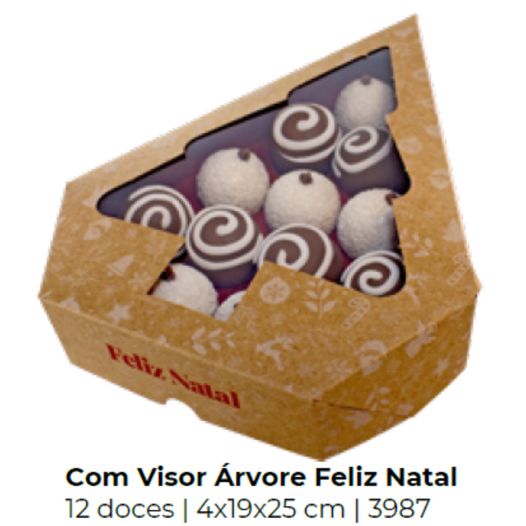 10 Caixa Com Visor Arvore (12 Doces) 3987 Feliz Natal (Natal Ideia) (CHOCO)