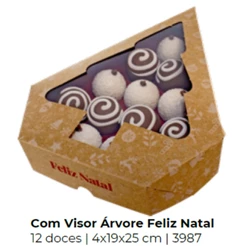 10 Caixa Com Visor Arvore (12 Doces) 3987 Feliz Natal (Natal Ideia) (CHOCO)