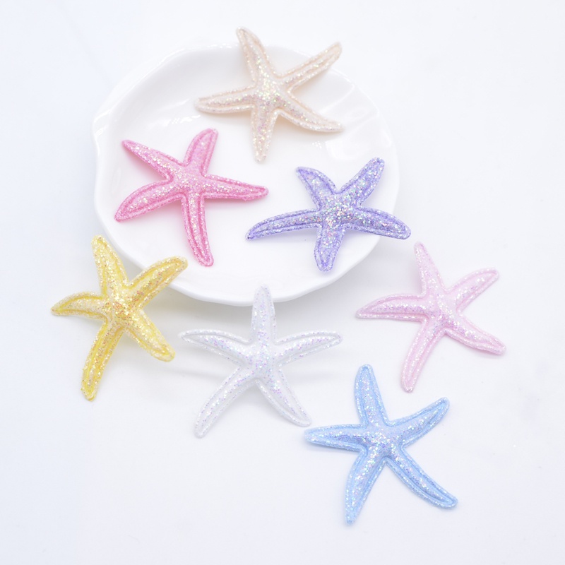30Pcs Glitter Starfish Applique para DIY Roupas Chapéu Sapatos Decoração Patches Cabeça Clips Cabelo Acessórios de arco