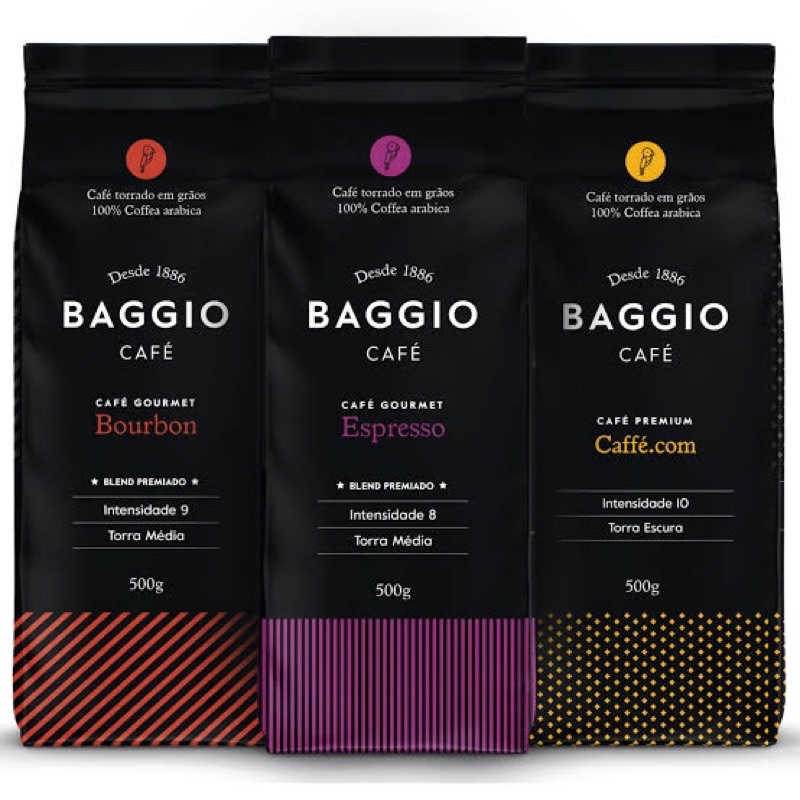 Baggio Café em Grãos Gourmet & Premium - Pacote 500g - Bourbon / Caffé.Com