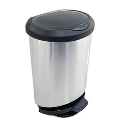Lixeira Com Pedal e Borda 45 Litros Prata Label 25744 Arqplast