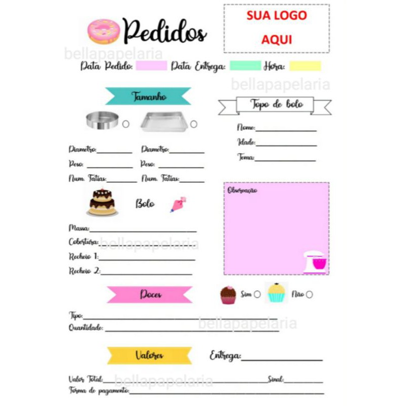 Bloco De Pedido Confeitaria Shopee Brasil 6675