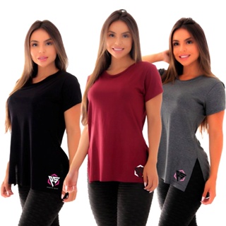 Kit 3 Blusas Academia Fitness Tapa Bumbum Ps Camiseta Feminina em Oferta na Shopee